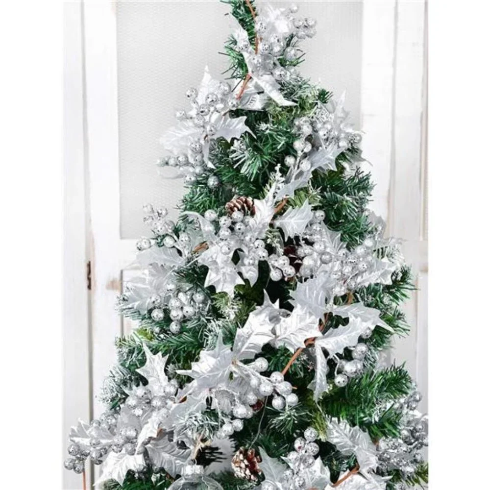 6FT Silver Berry Christmas Garland, Flexible Artificial Garland for Decoration